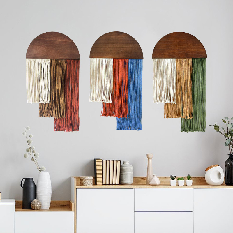 Wall Scroll Tapestry - Tapestry Rumbai Kayu Setengah Lingkaran Tiga