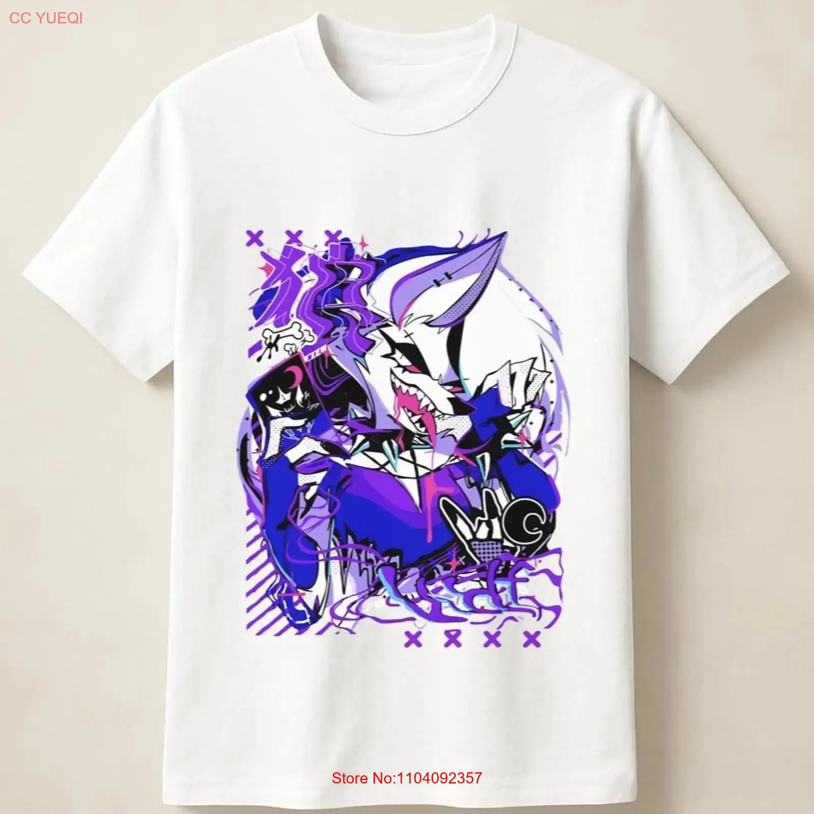 Anime Merchandise Online - Kaos bergambar serigala anime ungu bergaya