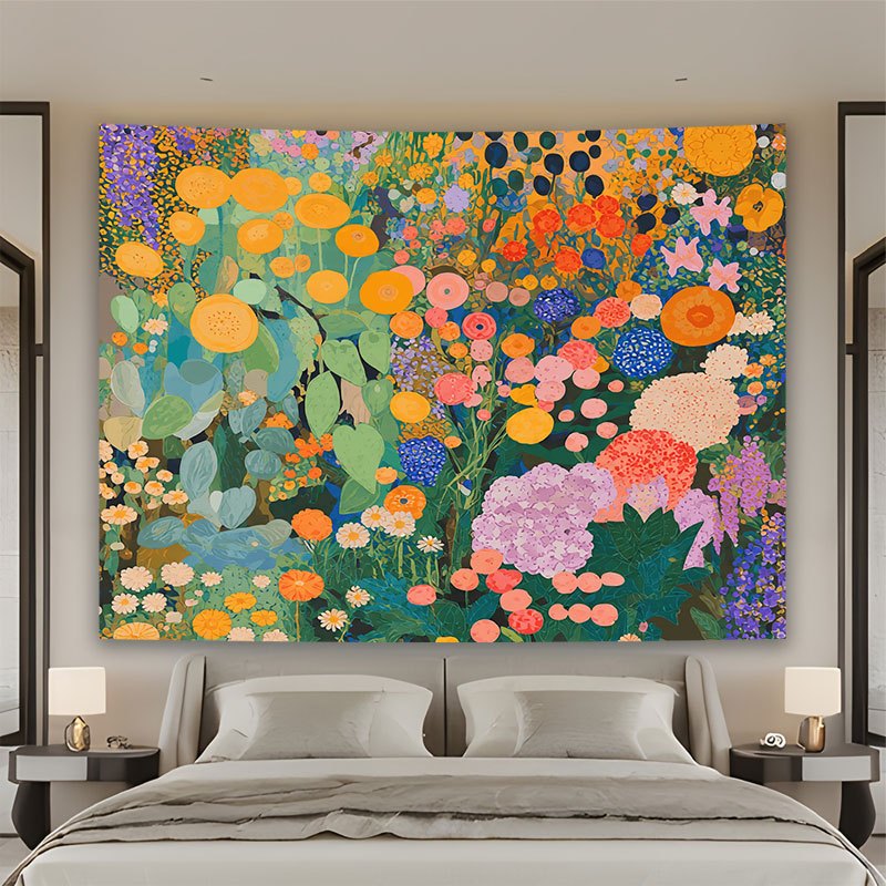 Wall Scroll Tapestry - Hiasan Dinding Permadani Bunga Horizontal Cocok