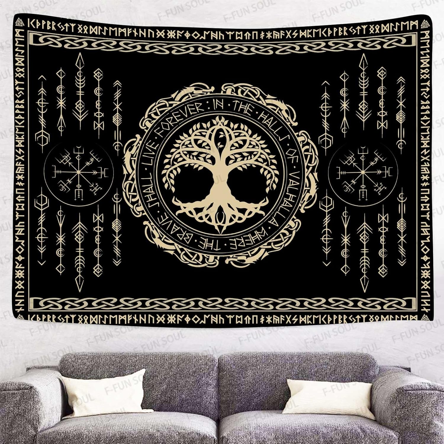 Wall Scroll Tapestry - Tapestry Mitologi Norse Gaya Indie Bohemian