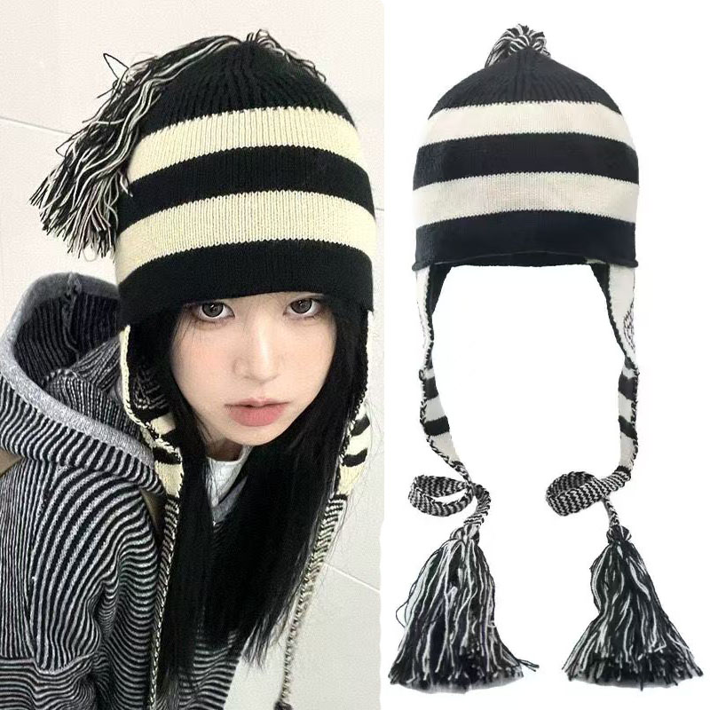 Nana Anime Merchandise - Topi Anime NANA dengan Rumbai Bergaris,