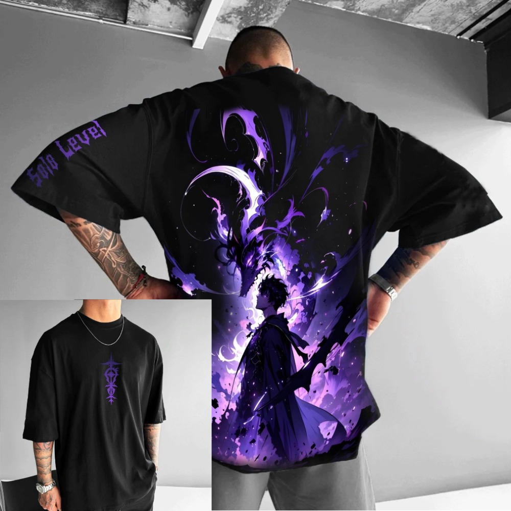 Anime Merchandise Solo Leveling - Kaus Gambar Cetak Besar Anime Solo