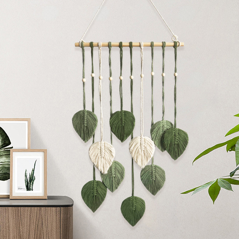 Wall Scroll Tapestry - Tenun Permadani Daun Buatan Tangan dengan